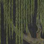 Обои ручная роспись Willow Original colourway on Edo Night painted silk варинант исполнения - 1 | Loft Concept в Орле