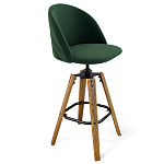 Барный стул со спинкой и металлической подставкой на 4-х деревянных ножках Зеленый Велюр Vendramin Chair варинант исполнения - 1 | Loft Concept в Орле