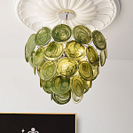 Люстра из зеленых стеклянных дисков с перламутровым эффектом Green Glowing Glaze варинант исполнения - 4 | Loft Concept в Орле