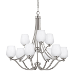 Люстра двухъярусная с белыми матовыми стеклянными плафонами в форме винных бокалов Feiss варинант исполнения - 1 | Loft Concept в Орле