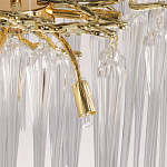 Люстра золотого цвета с декоративными ветками и длинными прозрачными стеклянными подвесами в форме сосулек Droplet Chandelier варинант исполнения - 9 | Loft Concept в Орле