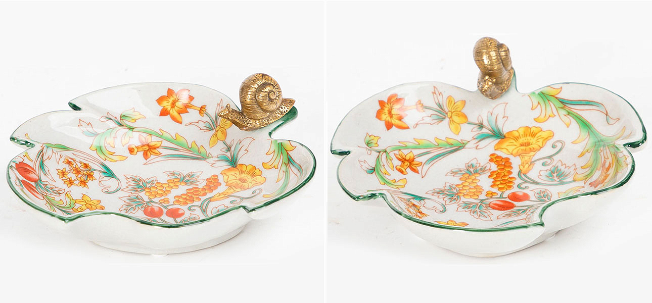Пепельница фарфоровая с бронзовой улиткой Snail Пепельница фарфоровая с бронзовой улиткой Snail - Loft-Concept в Орле
