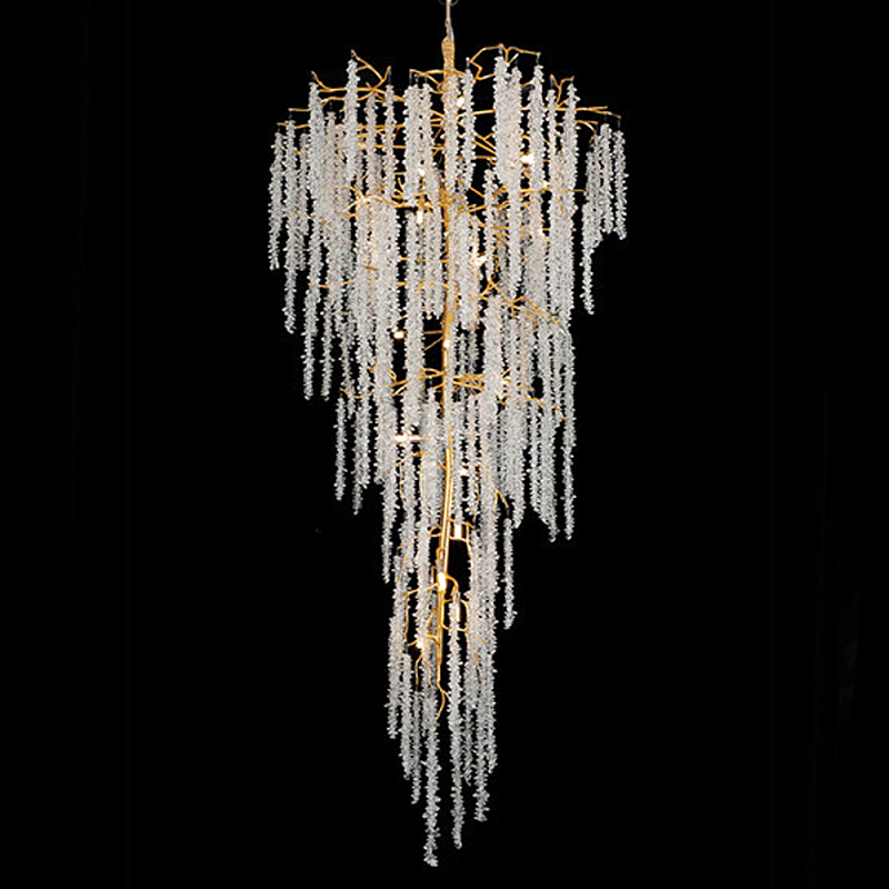 Люстра многоярусная с каркасом из металла и прозрачными подвесками FAIRYTREE Light Золотой Прозрачный Люстра многоярусная с каркасом из металла и прозрачными подвесками FAIRYTREE Light Золотой Прозрачный в Орле | Loft Concept