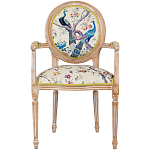 Полукресло из массива бука бежевое с изображением птиц и цветов Beige Green Chinoiserie Garden Chair варинант исполнения - 1 | Loft Concept в Орле