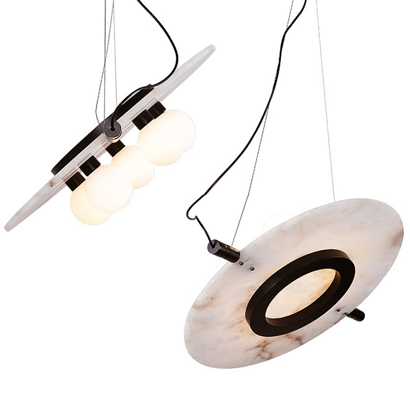 Подвесной светильник из мрамора в форме диска Marble Disc Pendant Light Белое матовое стекло Белый Мрамор Bianco Бронза Черный Подвесной светильник из мрамора в форме диска Marble Disc Pendant Light Белое матовое стекло Белый Мрамор Bianco Бронза Черный в Орле | Loft Concept