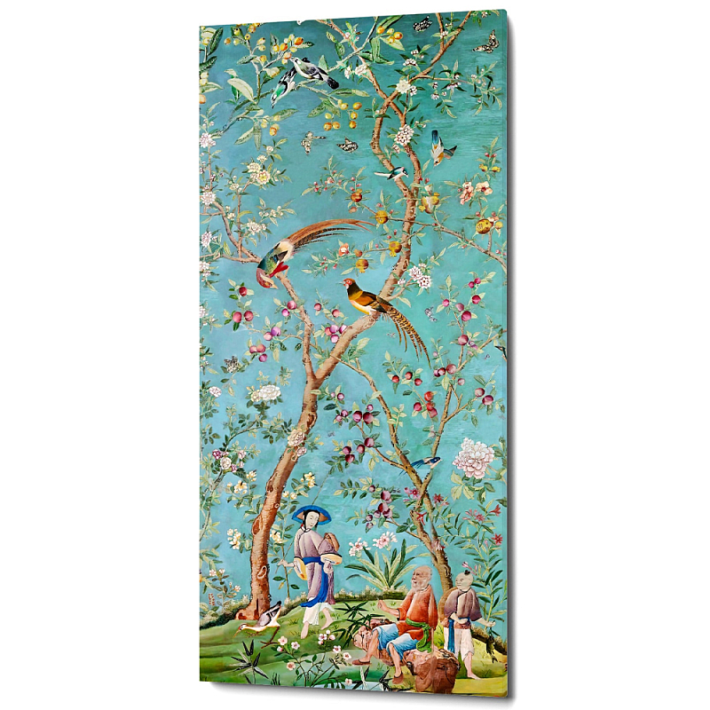 Постер на холсте в стиле шинуазри с изображением сада Chinoiserie Imperial Garden Birds and People Poster Мульти Бирюзовый Постер на холсте в стиле шинуазри с изображением сада Chinoiserie Imperial Garden Birds and People Poster Мульти Бирюзовый в Орле | Loft Concept