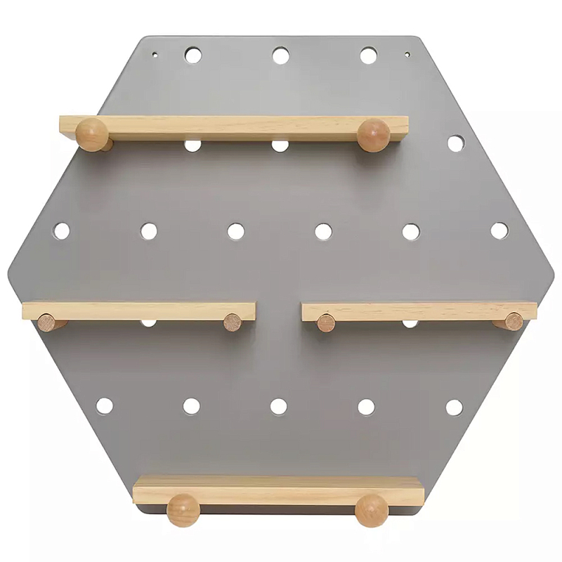 Полка настенная шестиугольная Multifunctional Hexagon Белый Древесина Серый в Орле | Loft Concept 