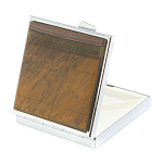 Таблетница карманная квадратная с 4-мя отделениями с зеркалом и накладкой из натурального камня Тигровый глаз Silver Stone Pillboxes варинант исполнения - 2 | Loft Concept в Орле