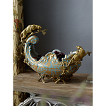 Чаша голубого цвета с оранментом и и бронзовыми фигурами леопардов Eden Garden варинант исполнения - 6 | Loft Concept в Орле