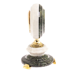 Часы настольные бронзовые из натуральных камней Мрамор и Змеевик Stone Clock варинант исполнения - 9 | Loft Concept в Орле