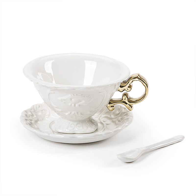 Чайная пара Seletti I-Tea Gold Белый Золотой Чайная пара Seletti I-Tea Gold Белый Золотой в Орле | Loft Concept