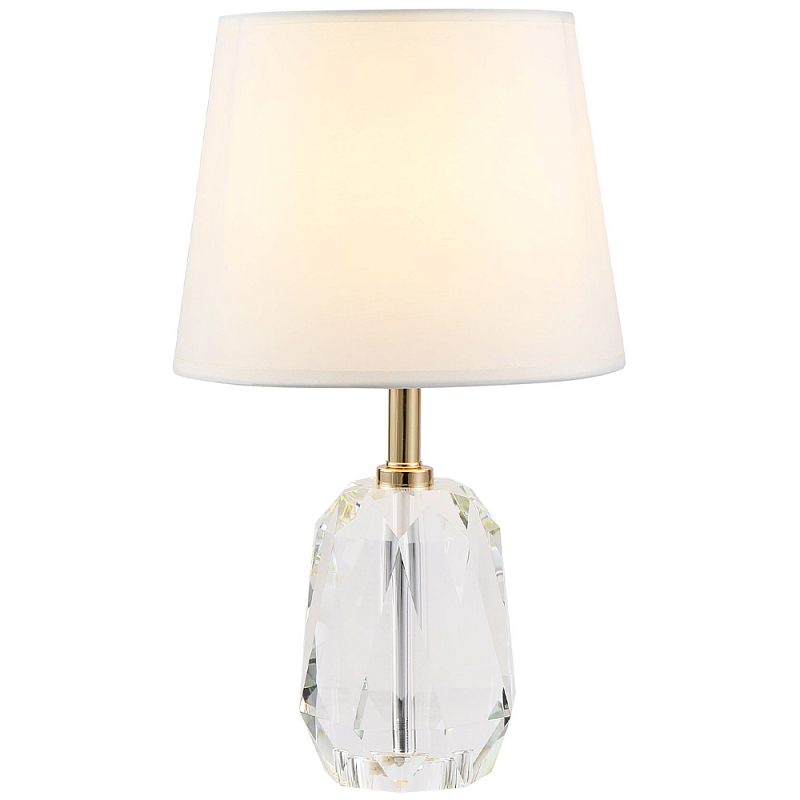 Настольная лампа с абажуром и основанием из хрусталя Manlio Crystal Lampshade Table Lamp Прозрачное Стекло Золотой Белый Настольная лампа с абажуром и основанием из хрусталя Manlio Crystal Lampshade Table Lamp Прозрачное Стекло Золотой Белый в Орле | Loft Concept
