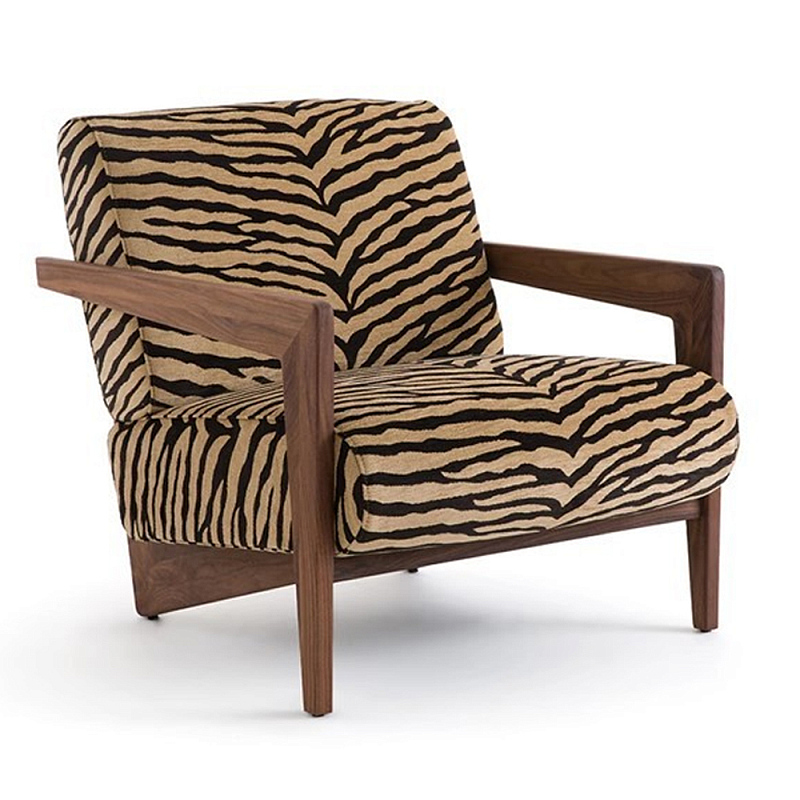 Кресло с обивкой из шенилла с тигровым принтом Tiger Chair Коричневый Кресло с обивкой из шенилла с тигровым принтом Tiger Chair Коричневый в Орле | Loft Concept