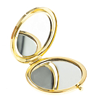 Зеркало карманное круглое двухстороннее из натурального камня Содалит в подарочной упаковке Gold Stone Mirrors варинант исполнения - 2 | Loft Concept в Орле