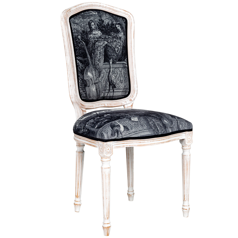 Стул Monceau Palace Stool Черно-белый Белый винтажная патина Стул Monceau Palace Stool Черно-белый Белый винтажная патина в Орле | Loft Concept