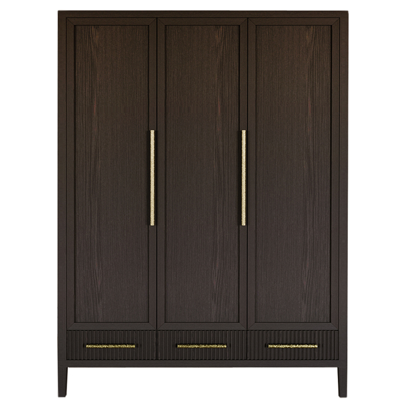 Большой Шкаф Primo Темный орех с 3 дверьми и 3 выдвижными ящиками Темный дуб Золотой в Орле | Loft Concept 