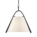 Подвесной светильник в форме конуса с белым тканевым абажуром и чёрным каркасом Stylish Solution варинант исполнения - 1 | Loft Concept в Орле