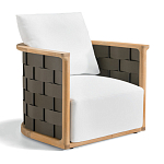 Дизайнерское уличное кресло из массива дерева с плетеной спинкой PALINFRASCA Armchair варинант исполнения - 6 | Loft Concept в Орле