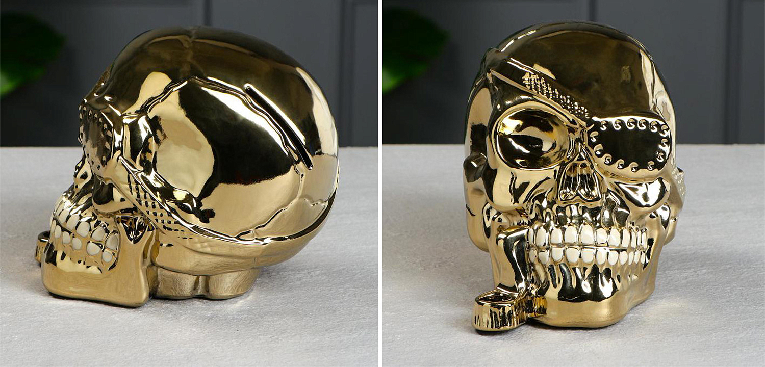 Статуэтка Golden Skull with Pipe Статуэтка Golden Skull with Pipe - Loft-Concept в Орле