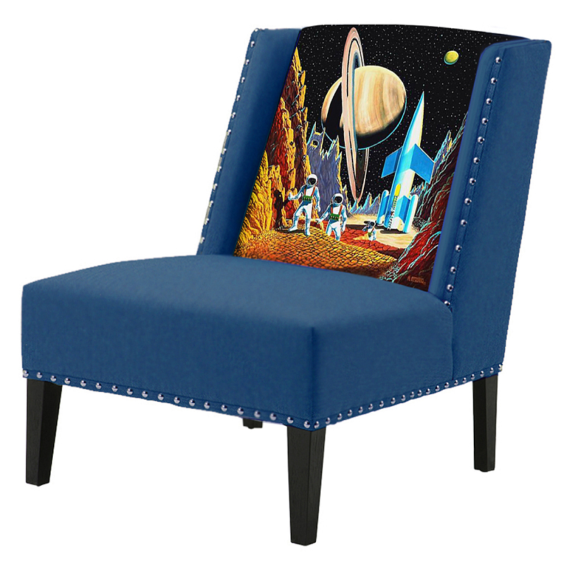 FUN Armchair Retro Futurism Dark blue Дизайнерское кресло с цветным принтом Сапфирово-синий FUN Armchair Retro Futurism Dark blue Дизайнерское кресло с цветным принтом Сапфирово-синий в Орле | Loft Concept